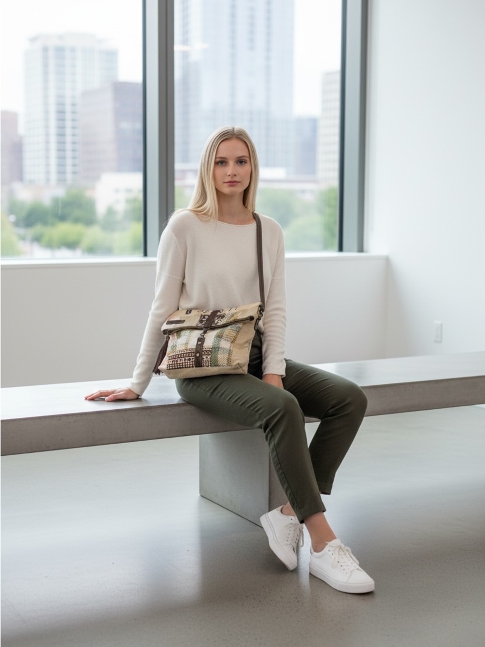 Myra Bags Pan-American World Airways Small & Crossbody Bag for Women - Beige